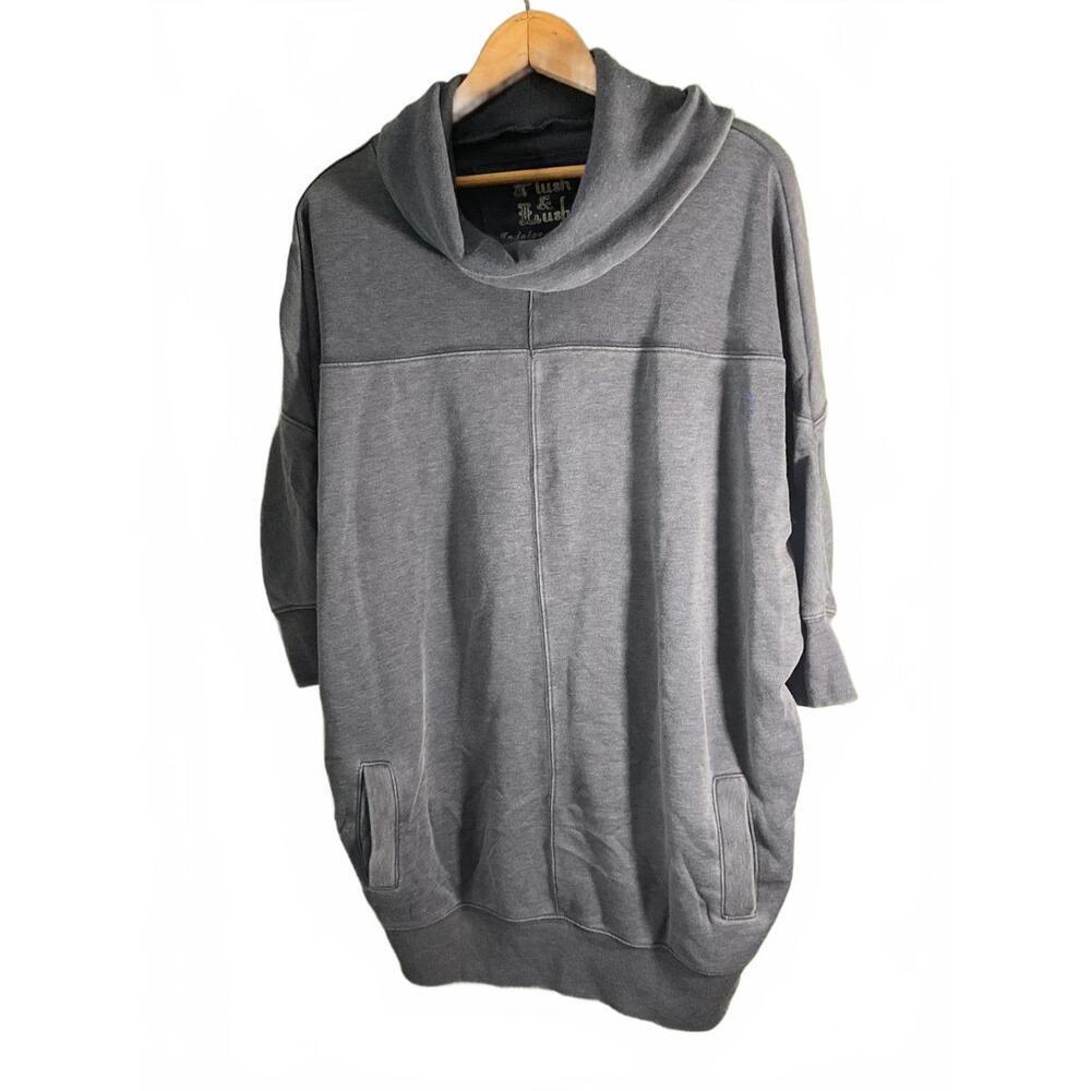 Plush & Lush Cozy Gray Cowl Neck Tunic Sweatshirt XL